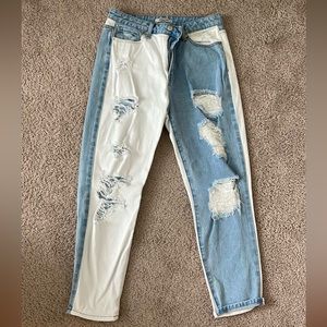 Princess Polly white and blue jeans